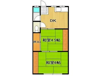 桜レジデンス(2DK/1階)の間取り写真