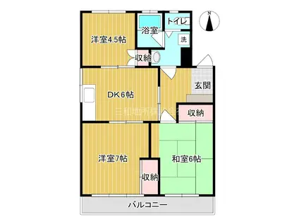 コーポラスコスモスA(3DK/1階)の間取り写真
