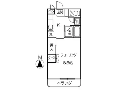 フラワーハイツ(1DK/1階)の間取り写真