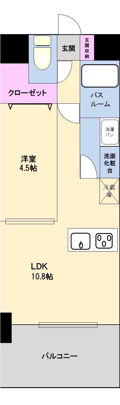 グランパーク健軍表参道(1LDK/3階)の間取り写真