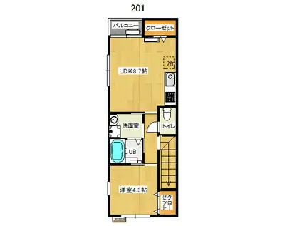 JR仙石線 陸前高砂駅 徒歩30分 2階建 築2年(1LDK/2階)の間取り写真