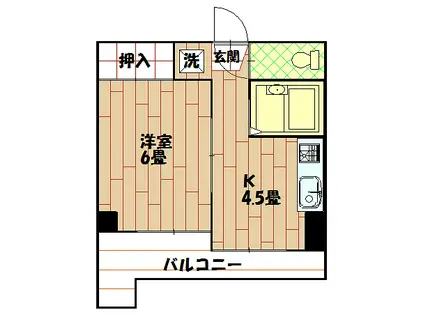 YKマンション(1K/3階)の間取り写真