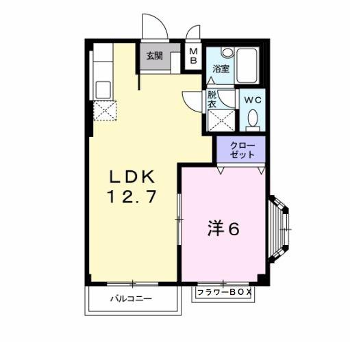 エルディム岡田(1LDK/2階)の間取り写真