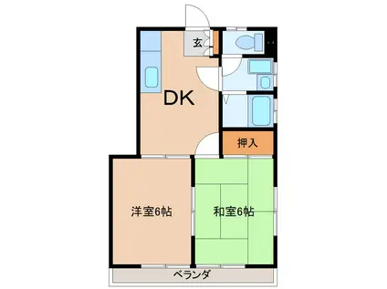 グリーンハイツ荒町(2DK/1階)の間取り写真