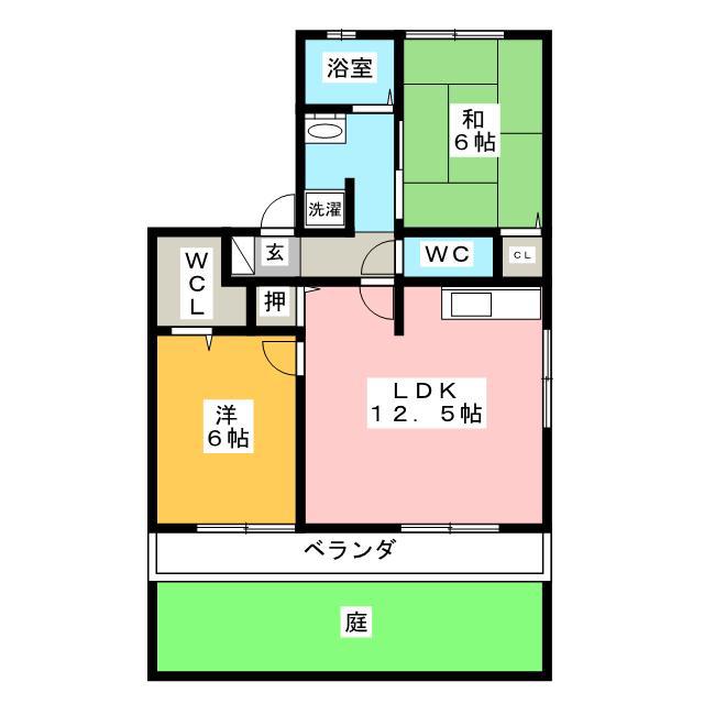アベニール王塚(2LDK/1階)の間取り写真