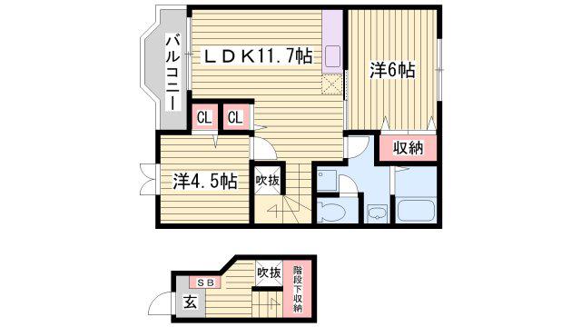 バーリーグリフィンF1(2LDK/2階)の間取り写真