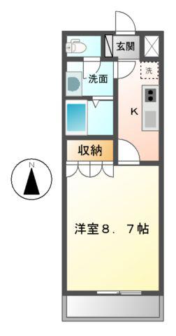 グランシャリオ(1K/2階)の間取り写真