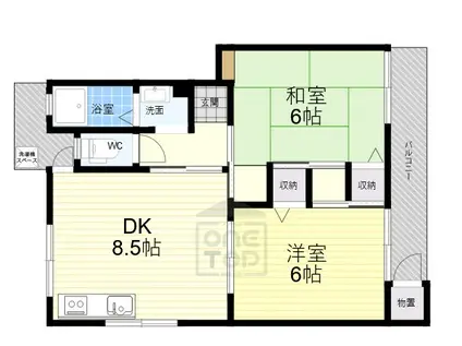 奈良コーポ(2DK/2階)の間取り写真
