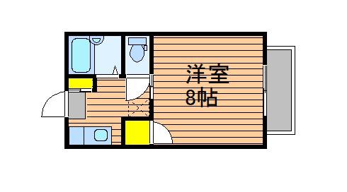 YプラッツB(1K/1階)の間取り写真