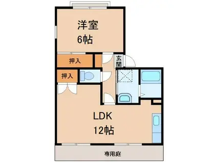 タウニィ東山(1LDK/1階)の間取り写真