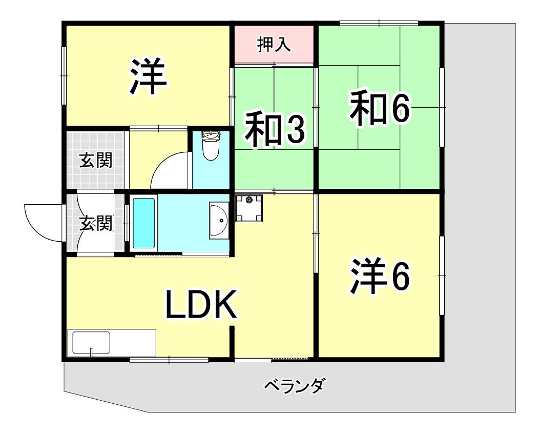 ペディコート神戸舞子坂(3SLDK/1階)の間取り写真
