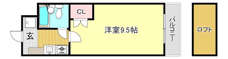 レイクシティ上笠(1K/4階)の間取り写真