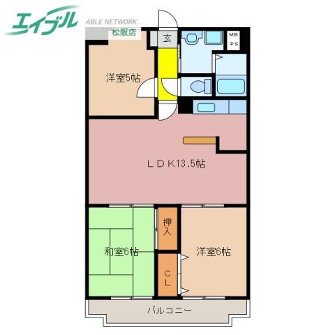 センチュリーハイランド(3LDK/13階)の間取り写真