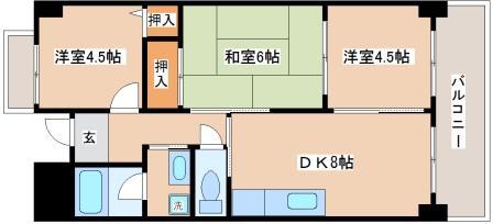オスプリー塩屋(3DK/6階)の間取り写真