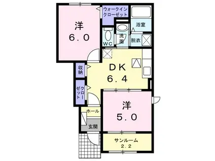 サンリットガーデンI(2DK/1階)の間取り写真