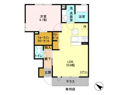 リバストーン A(1LDK/1階)の間取り写真