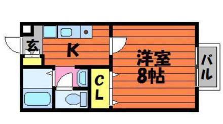 セジュール酒津(1K/1階)の間取り写真