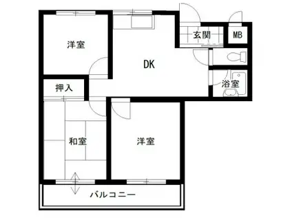 ハイツクレオ(2DK/1階)の間取り写真