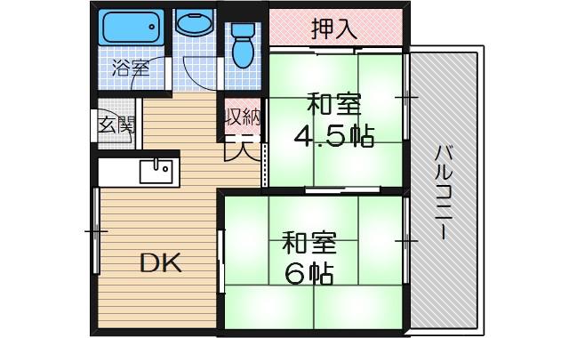 メゾンプランタン(2DK/3階)の間取り写真