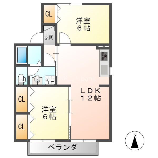 ME MAISON 青雲町(2LDK/2階)の間取り写真