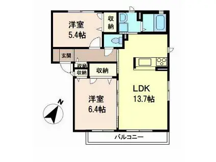 SHAMAISON夢源A棟(2LDK/2階)の間取り写真