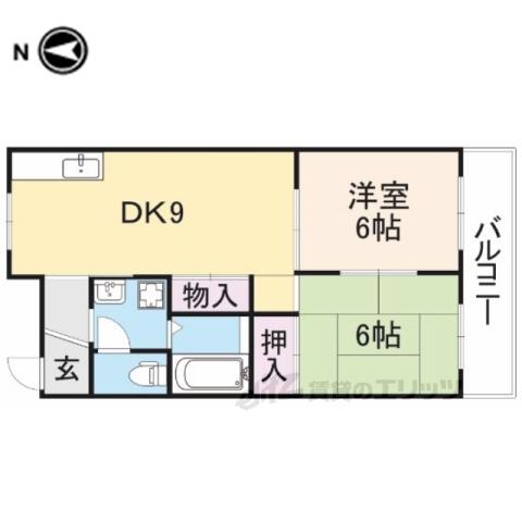 山善ハイツ(2LDK/3階)の間取り写真