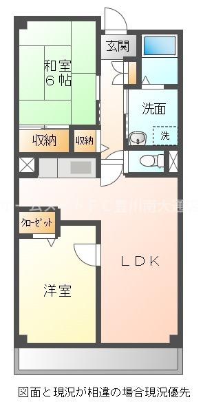 グラディオ諏訪(2LDK/3階)の間取り写真