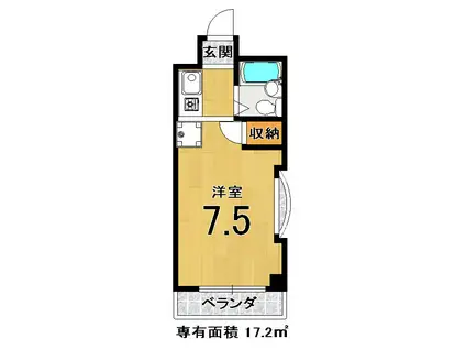 シャトレ・カルマン(1K/2階)の間取り写真