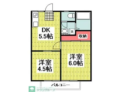 柴田ガーデンハイツE棟(2DK/1階)の間取り写真