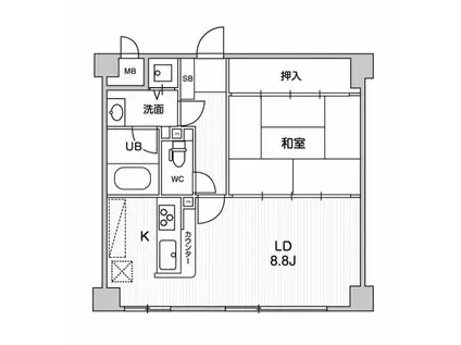 アエラス石川台(1LDK/1階)の間取り写真