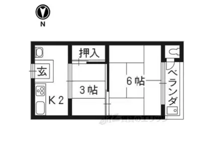 ヤマニ荘(2K/1階)の間取り写真