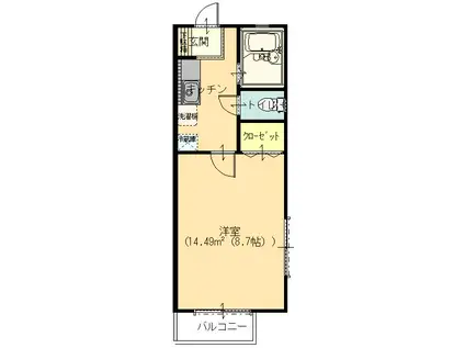 リバティーハウス丸山(1K/1階)の間取り写真