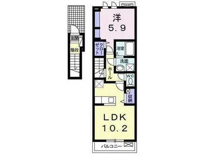GARDEN日永西I(1LDK/2階)の間取り写真