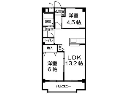 清水マンション2号棟(2LDK/2階)の間取り写真