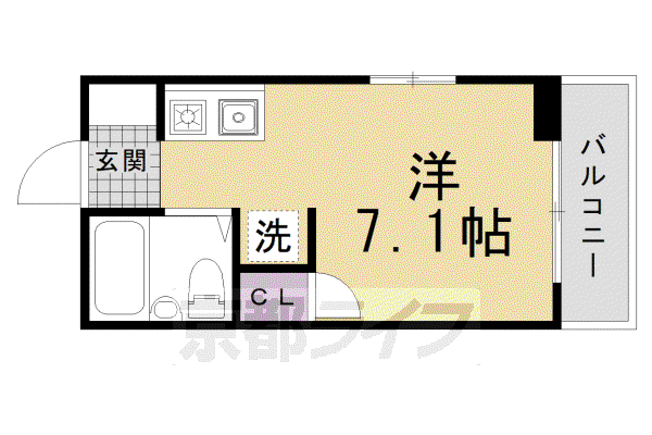 ベルフラット(1K/3階)の間取り写真