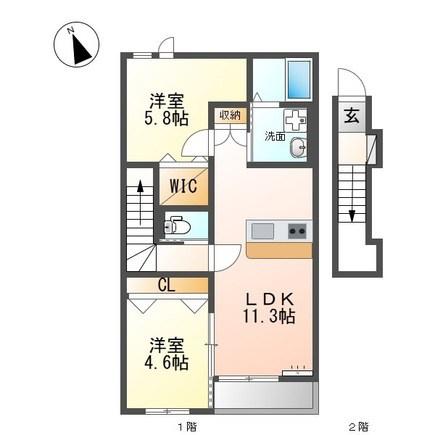 SHUTERUN豊南(2LDK/2階)の間取り写真