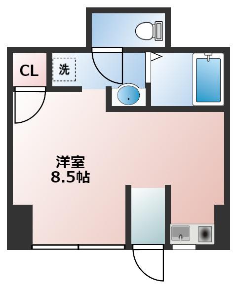 明神マンション2号(ワンルーム/1階)の間取り写真