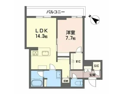 シャーメゾンプレミア鹿児島駅前(1LDK/2階)の間取り写真