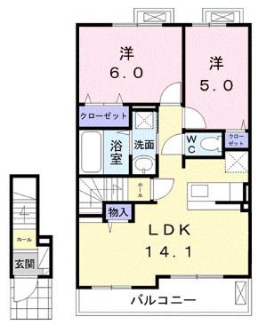 プラシード カーサ(2LDK/2階)の間取り写真