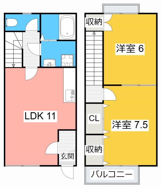 DUPLEX 国王151B(2LDK/1階)の間取り写真