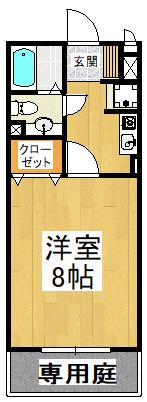 ヴェルドミールII(1K/1階)の間取り写真