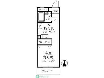 昭島コートエレガンスD(1K/2階)の間取り写真