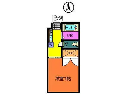 ドマーニII(1K/1階)の間取り写真