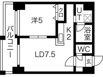 メープル元町(1LDK/3階)の間取り写真
