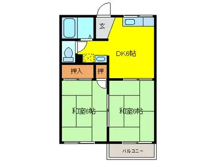 フォーブル手塚B(2DK/2階)の間取り写真
