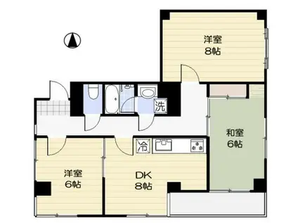国分寺シティハイツ(3DK/1階)の間取り写真