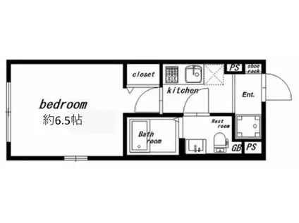 ハーモニーグラシア武蔵小山(1K/2階)の間取り写真
