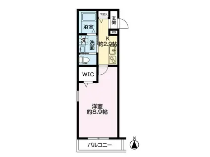 アクシス南浦和(1K/2階)の間取り写真