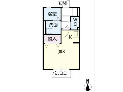 ドミトリーKITA B棟(ワンルーム/2階)の間取り写真