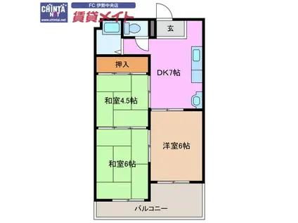 馬瀬ハイツ(3DK/1階)の間取り写真